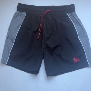 BK Brokig Shorts Mens Small Black Gray Comfort Athletic Gym Workout Drawstring